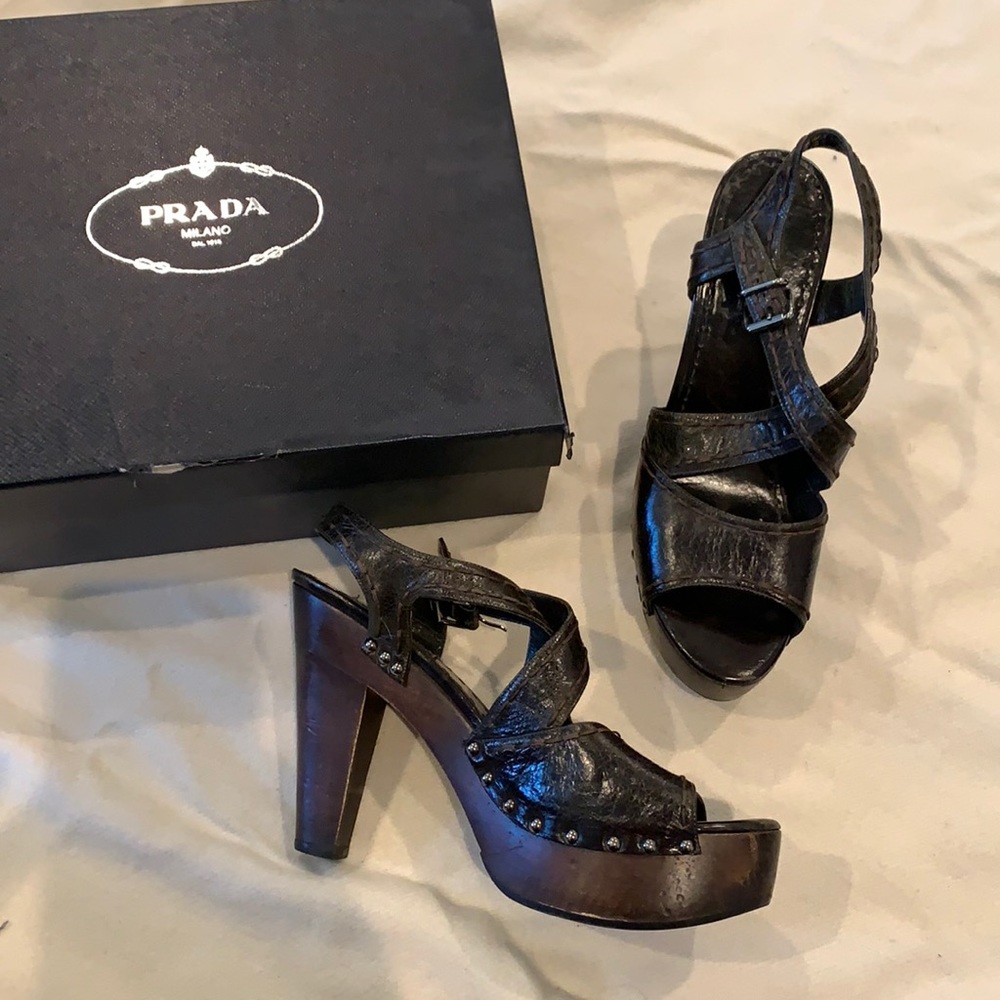 Prada brown vintage platform sandals w/ box 40